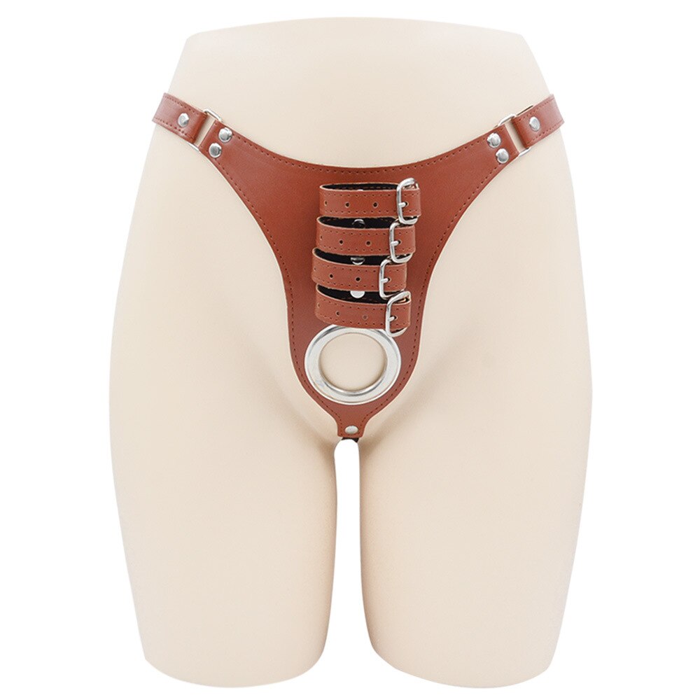 Sexy Men's Fetish Leather Thong Ring Bondage Underwear