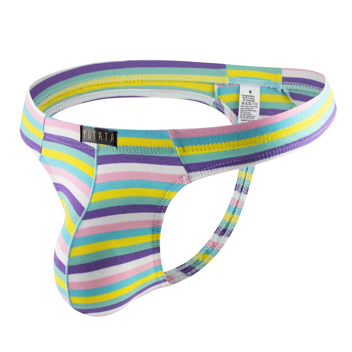 gallaryman.com - Men's Sexy Thong Striped Rainbow Underwear Blue