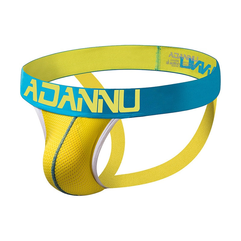 galleryman.com - Men Mesh Jockstrap Breathable Underwear Yellow