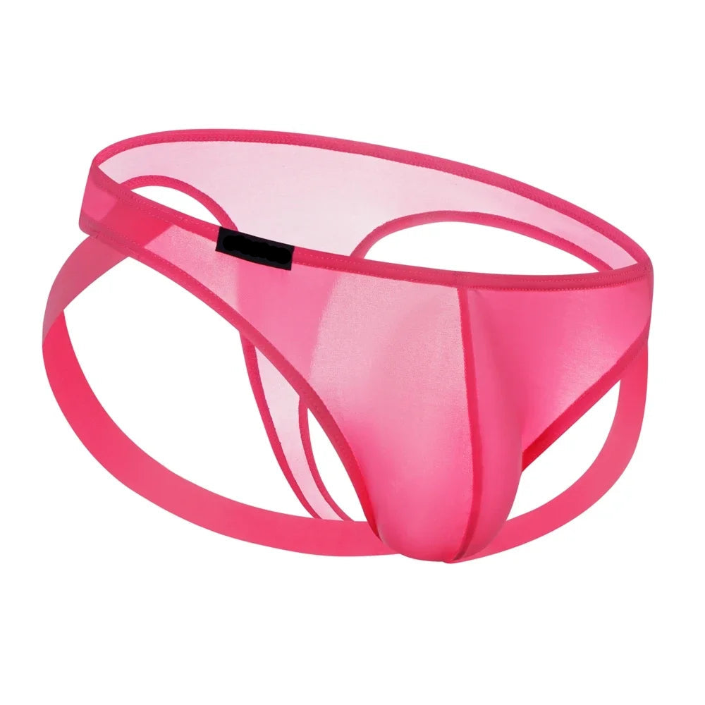 galleryman.com - Men's Briefs Jockstrap Ice Silk Ultra-thin Underwear Pink