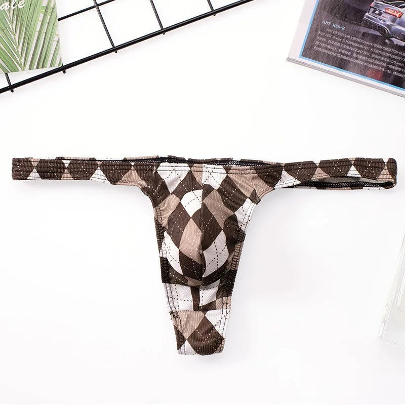 galleryman.com - Men's Thong Ice Silk U Bulge Pouch Underwear Brown
