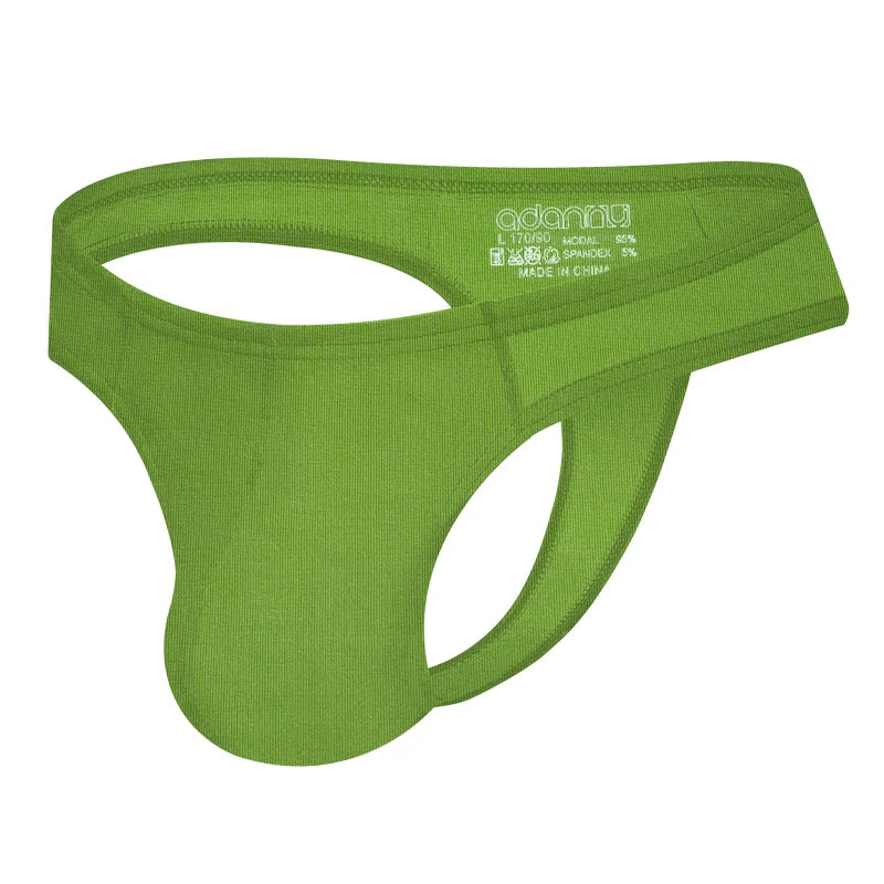 Men's Comfortable Thong Underwear in Green by Gallery Man