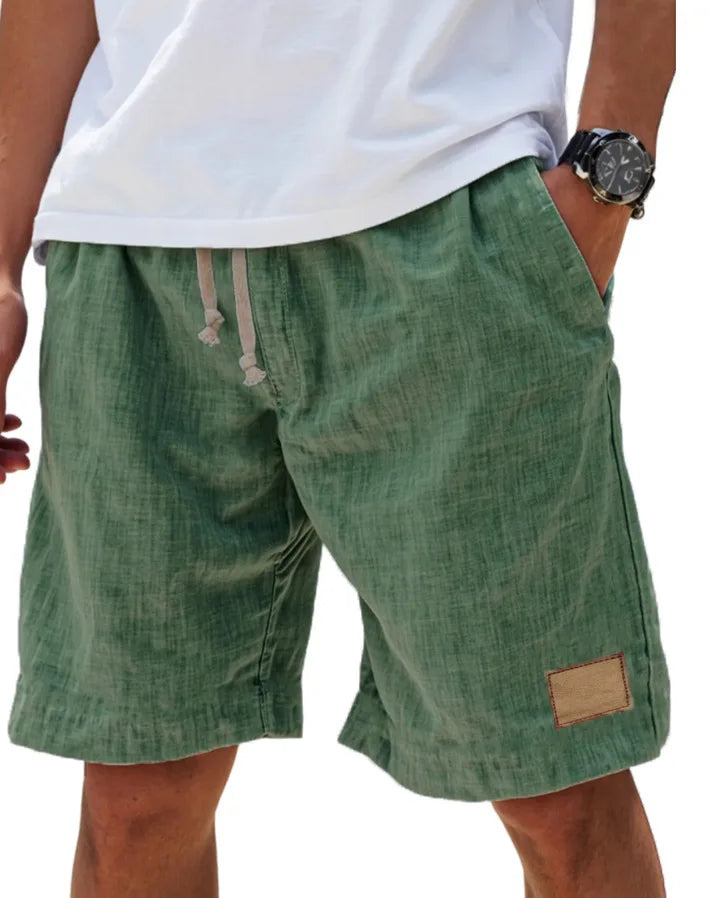 Men’s Loose Fit Drawstring Shorts – Retro Casual in Green by Gallery Man