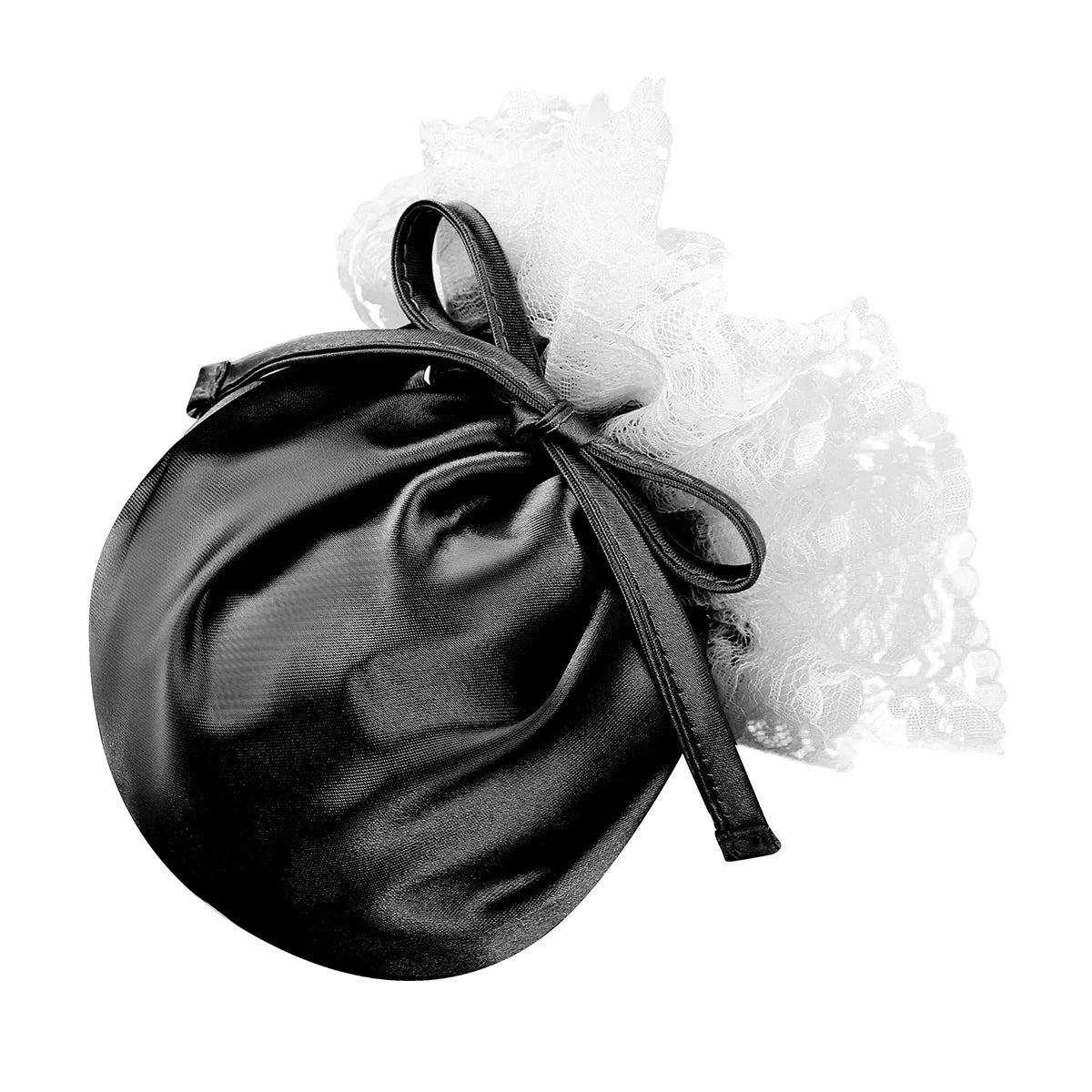 Men’s Satin Pouch Underwear with Drawstring and Ruffled Lace in Black by Gallery Man