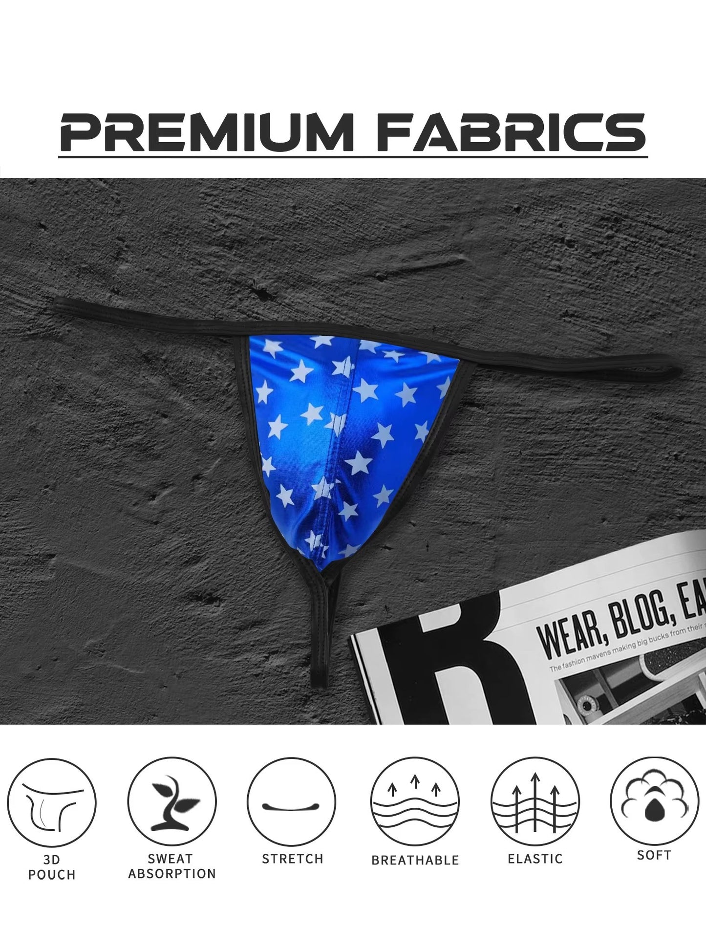 Men’s Sexy Stars Printed Micro Thong Bikini