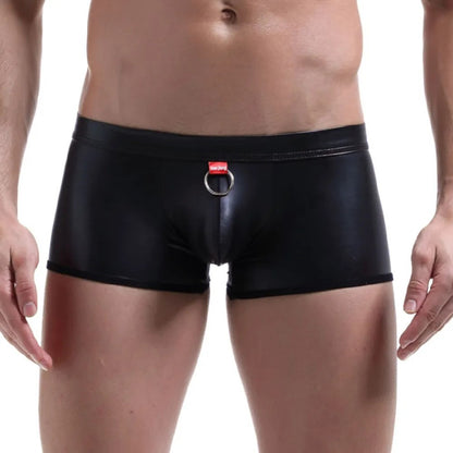 Men's Stretch Boxer Briefs Leather Underwear