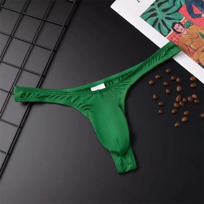 Galleryman.com - Men's Silky Thong Bikini Pouch Panties Underwear Green
