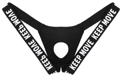 galleryman.com - Men Patent Leather Jockstrap Front Hole Underwear Black