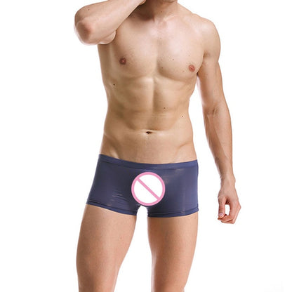 Sexy Male Boxer Shorts Super Thin Translucent Underwear