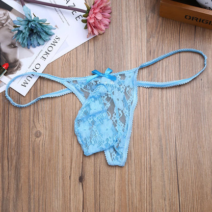 Men Sexy Panties Lingerie Lace Underwear with Bulge Pouch Design