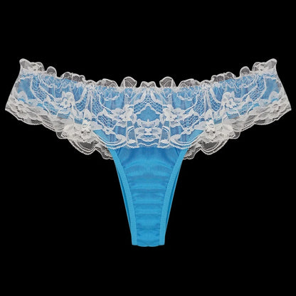 galleryman.com - Sexy Men Lace Thong Panties U Convex Pouch Blue