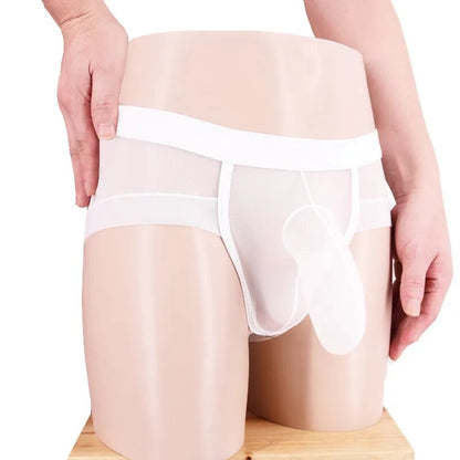galleryman.com - Men Briefs Elephant Nose Mesh Translucent Underwear White