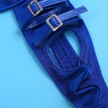 galleryman.com - Men's Sexy Thong With Front Opening Buckles Underwear Blue