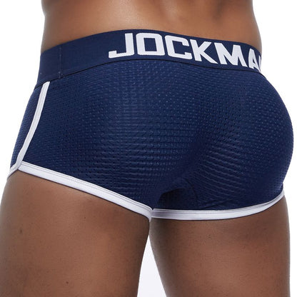 galleryman.com - Men Mesh Boxer Briefs Underwear Padded Front and Back Navy