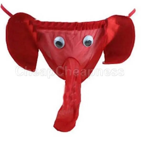 Men's Funny Sexy Elephant Nose G-string Underwear - Black, Red, Leopard