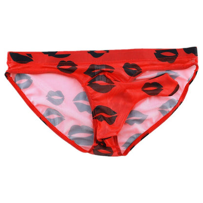 galleryman.com - Men's Elephant Nose Briefs Kisses Print Underwear Red