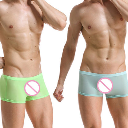 Sexy Male Boxer Shorts Super Thin Translucent Underwear