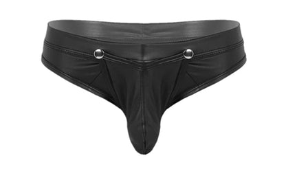galleryman.com - Men Fetish Thong Leather Open Crotch Underwear Black