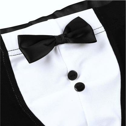Male Waiter Tuxedo Boxer Briefs Mesh Lingerie Underwear