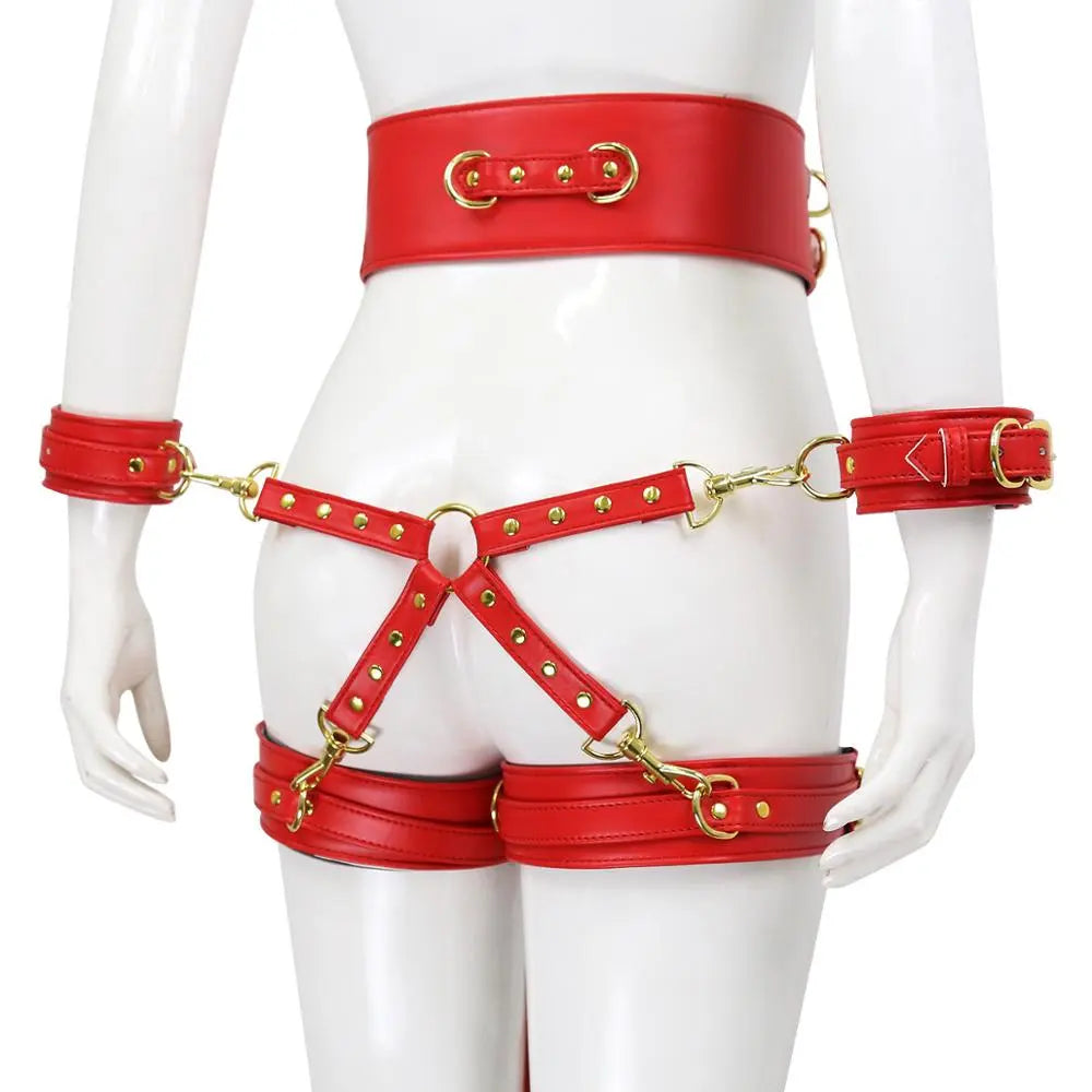 Bondage Set Include Waistband, Wrist & Thigh Cuffs