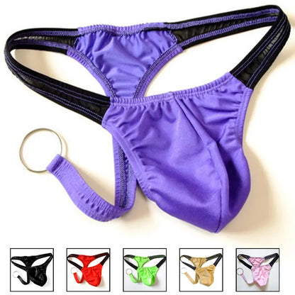 Men's Hot Thong U Convex Pouch G string Underwear with Ring