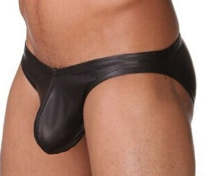 Men's Leather Big Pouch Briefs Underwear
