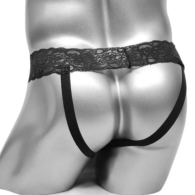 Men Elastic Thong Lace Open Crotch Underwear With Ring Male