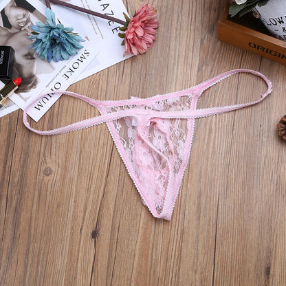 Men Sexy Panties Lingerie Lace Underwear with Bulge Pouch Design