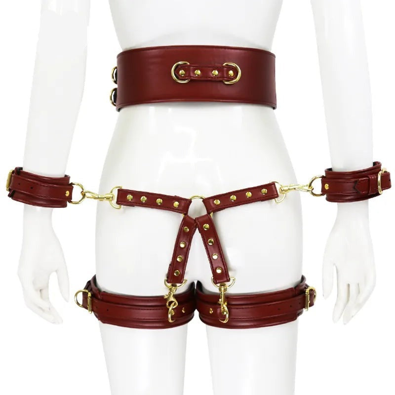 Bondage Set Include Waistband, Wrist & Thigh Cuffs