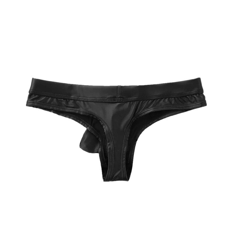 Sexy Fetish Male Thong Leather Open Crotch Underwear