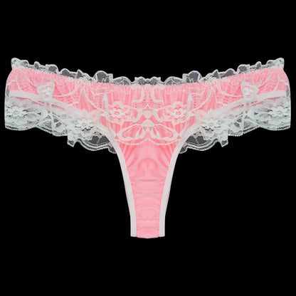 galleryman.com - Sexy Men Lace Thong Panties U Convex Pouch Pink