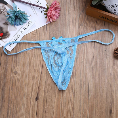 Men Sexy Panties Lingerie Lace Underwear with Bulge Pouch Design