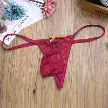 Men Sexy Panties Lingerie Lace Underwear with Bulge Pouch Design