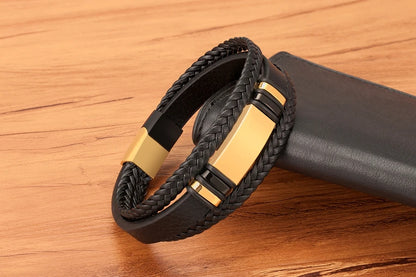 Men's Bracelet Leather Stainless Steel Combination Multilayer