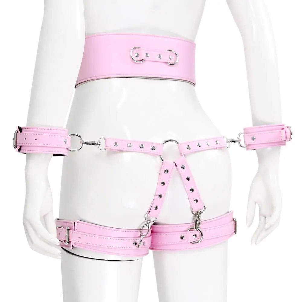 Bondage Set Include Waistband, Wrist & Thigh Cuffs