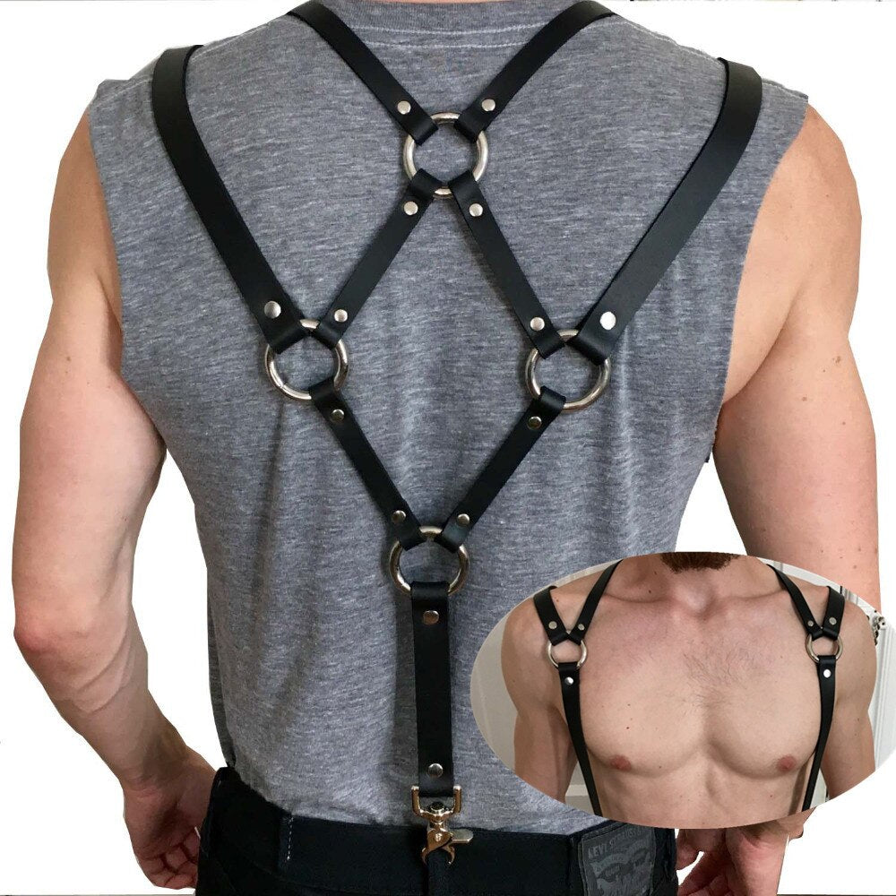 Men Hot Leather Harness Body Bondage Belt Strap BDSM Fetish Underwear