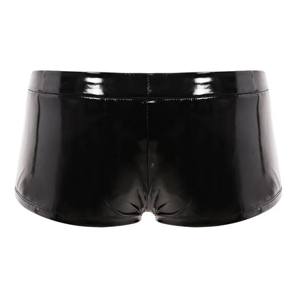 Men's Sexy Open Crotch Leather Shorts