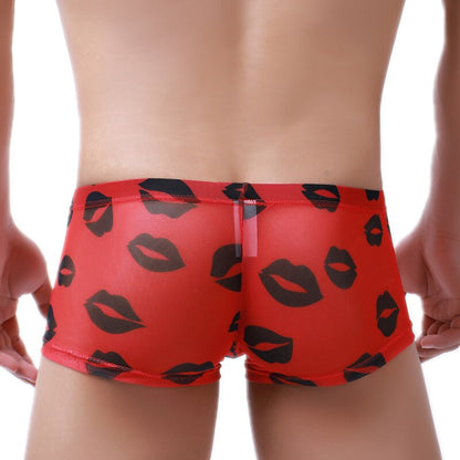 Men's Sexy Boxer Briefs Kisses Printed Underwear