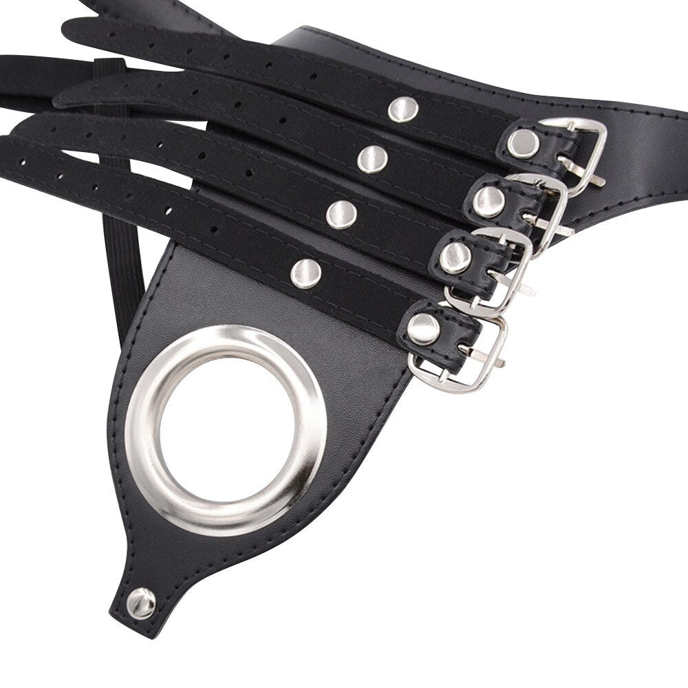 Sexy Men's Fetish Leather Ring Bondage Underwear