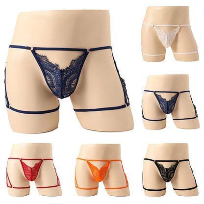 Men Lace Thongs G String Bulge Pouch Knickers