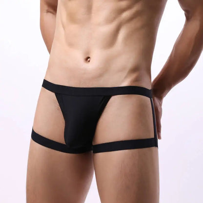 galleryman.com - Sexy Men Stockings Style Jockstrap Panties Underwear Black
