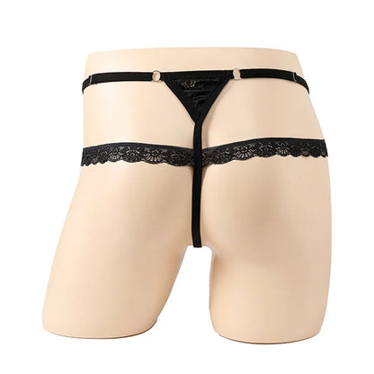 galleryman.com - Sexy Men's Lingerie Lace G-string Thongs Underwear Black