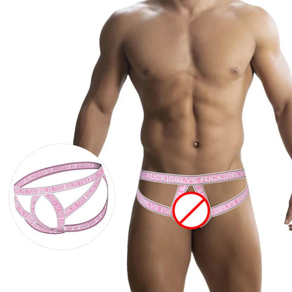galleryman.com - Sexy Men's Jockstrap Back & Front Open Underwear Pink