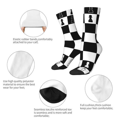 Men's Chess Printed Funny Socks Retro Style