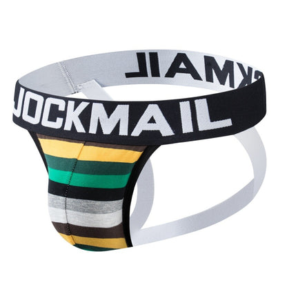 Men Colored Striped Cotton Jockstrap Underwear