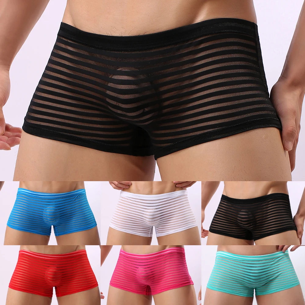 Men Boxer Briefs See Through Underwear