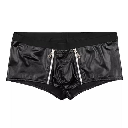 Men Sexy Leather Open Short Pants