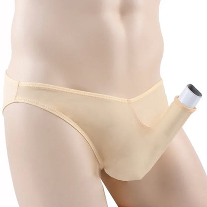 galleryman.com - Men Elephant Nose Sheath Sleeve Briefs Open & Close Styles Underwear Beige