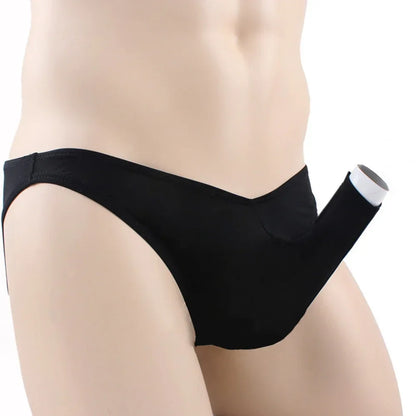 galleryman.com - Men Elephant Nose Sheath Sleeve Briefs Open & Close Styles Underwear Black