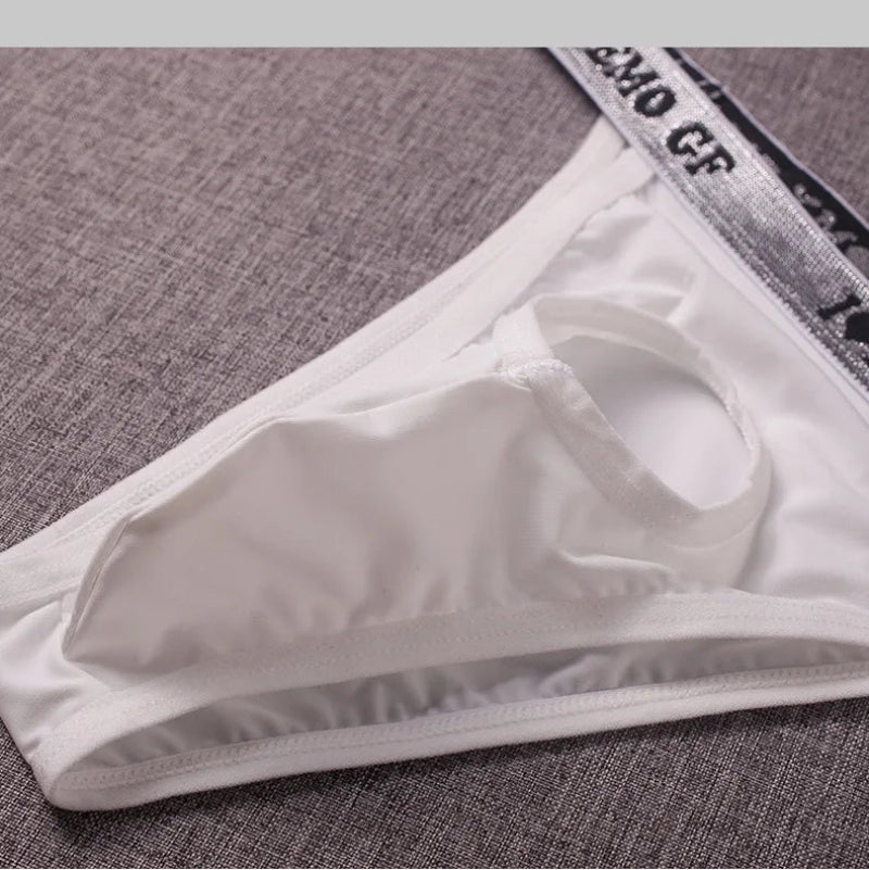 galleryman.com - Men's Briefs G-String Underwear with Banana Ring Hole White
